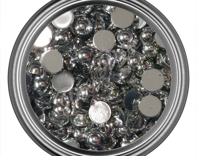 AB Silver Half Pearl Gems Flat Back Face Art Nail Art Scrapbook Phone Decoration Cabochon 2mm 3mm 4mm 5mm 6mm 8MM