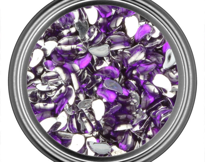 Dark Purple Comma Rhinestone Gems Flat Back Face Art Nail Art Scrapbook Phone Decoration 3mm