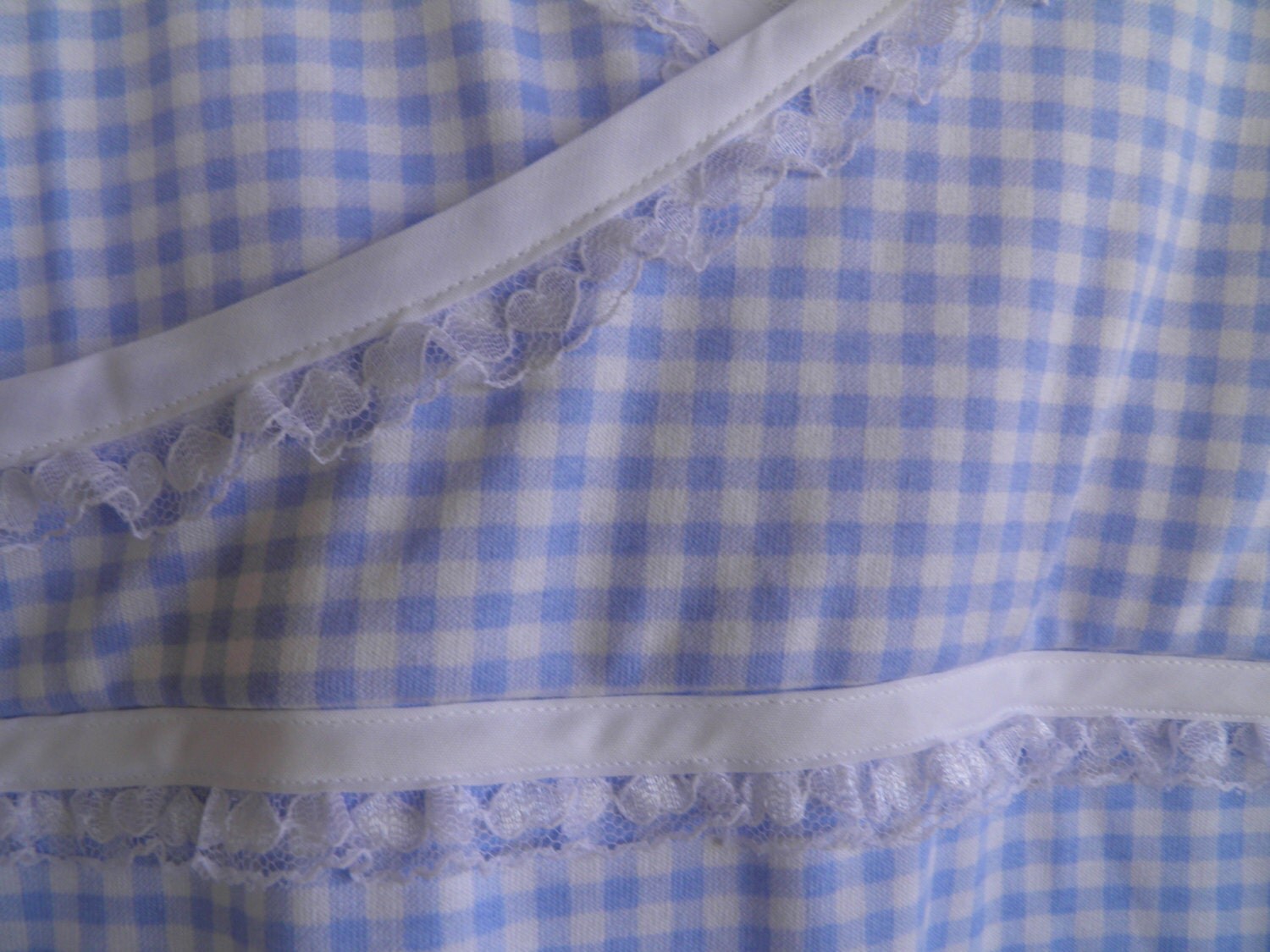 Blue and White Gingham Healthtex Fabric Foldover by PrydeOfTexas
