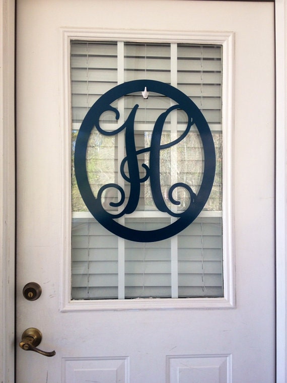 Monogram door hanger monogrammed metal wreath by housesensations