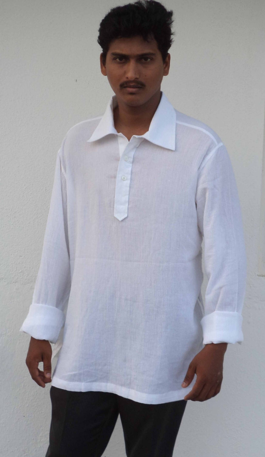Men's Linen Gauze Long Sleeve Beach Shirt - Island Importer