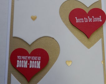 Handmade Boom-Boom Heart Valentine Card