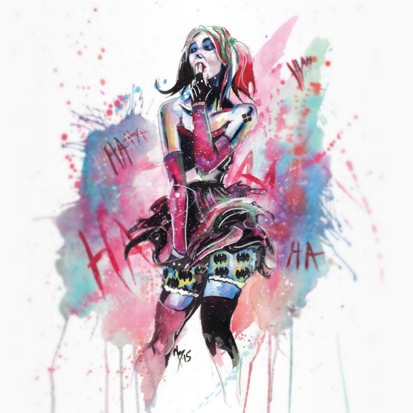 Harley Quinn Watercolor Print by SplatterGeek on Etsy