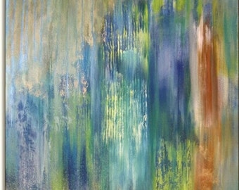 Acrylic Painting Abstract Canvas Art ORIGINAL CONTEMPORARY ART Abstract Art Textured Blue Green White Painting 24x24x1,5 (60cmx60cmx3,6cm)