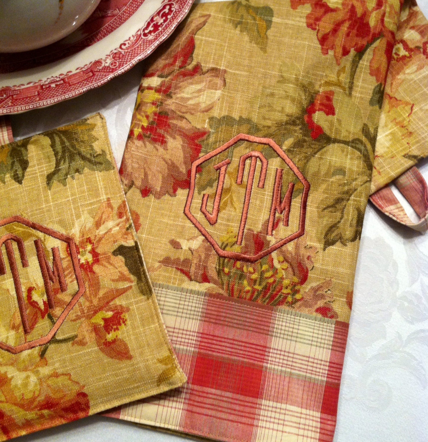 Monogrammed Kitchen Towel Hand Towel French by EmbellishedBabe