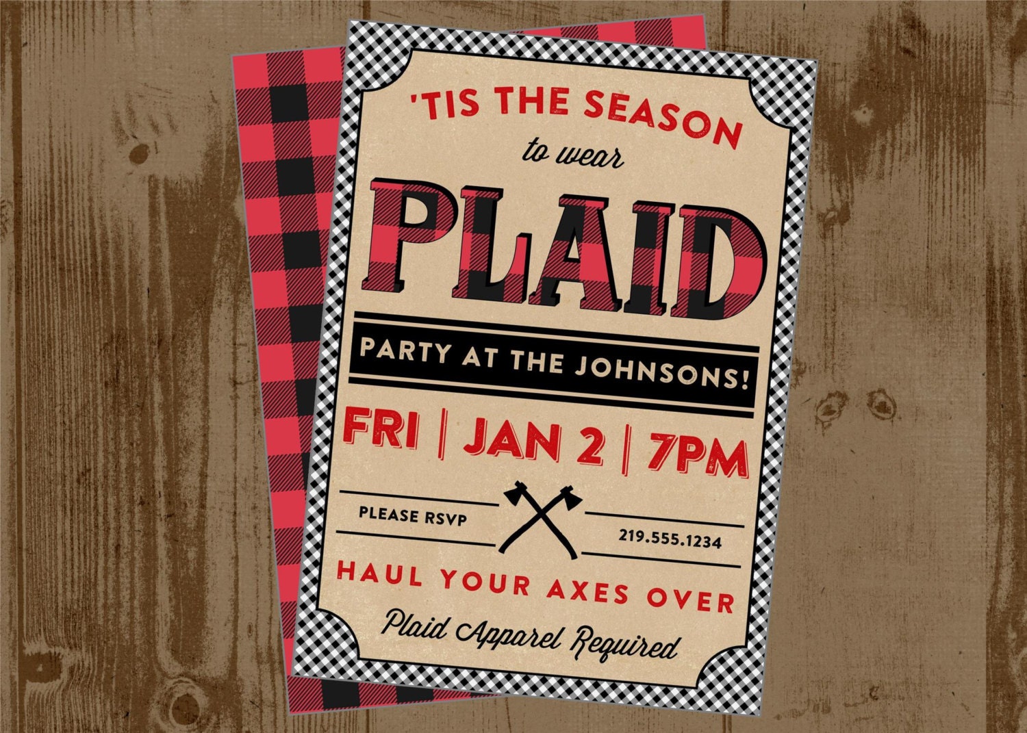 Plaid Christmas Invitations 7