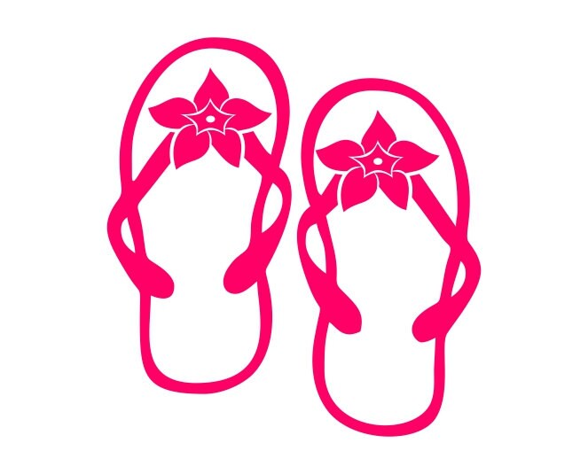 Flip Flop Flowers Decal for Car Window Locker Laptop and