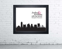 Memphis Tennessee Wedding Gift Cust om Skyline Personalized Couple Art ...