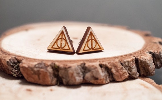 Laser Cut Harry Potter Deathly Hallows Wood Earrings | Harry Potter earrings | Unisex earrings Laser Cut Harry Potter Deathly Hallows Wood Earrings | Harry Potter earrings | Unisex earrings