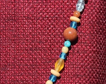 Goldstone and teal necklace