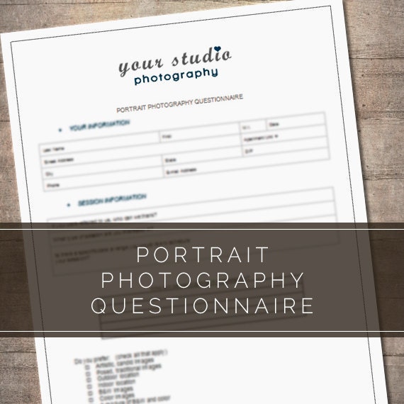 Complete Portrait Photography Questionnaire Form For by LumeDesign