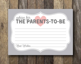 Parents to Be Advice Card - Printable Baby Shower Advice - Advice for the Parents to Be - Baby Shower Advice Cards - Printable Advice Card
