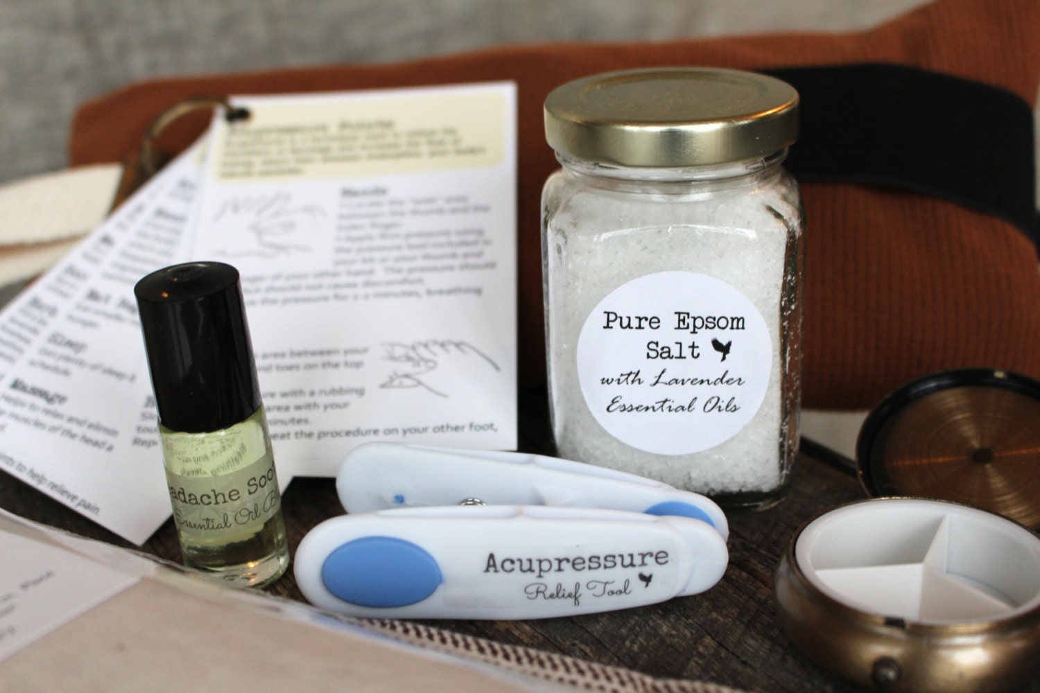 Headache / Migraine Relief Kit aromatherapy pillow ice pack