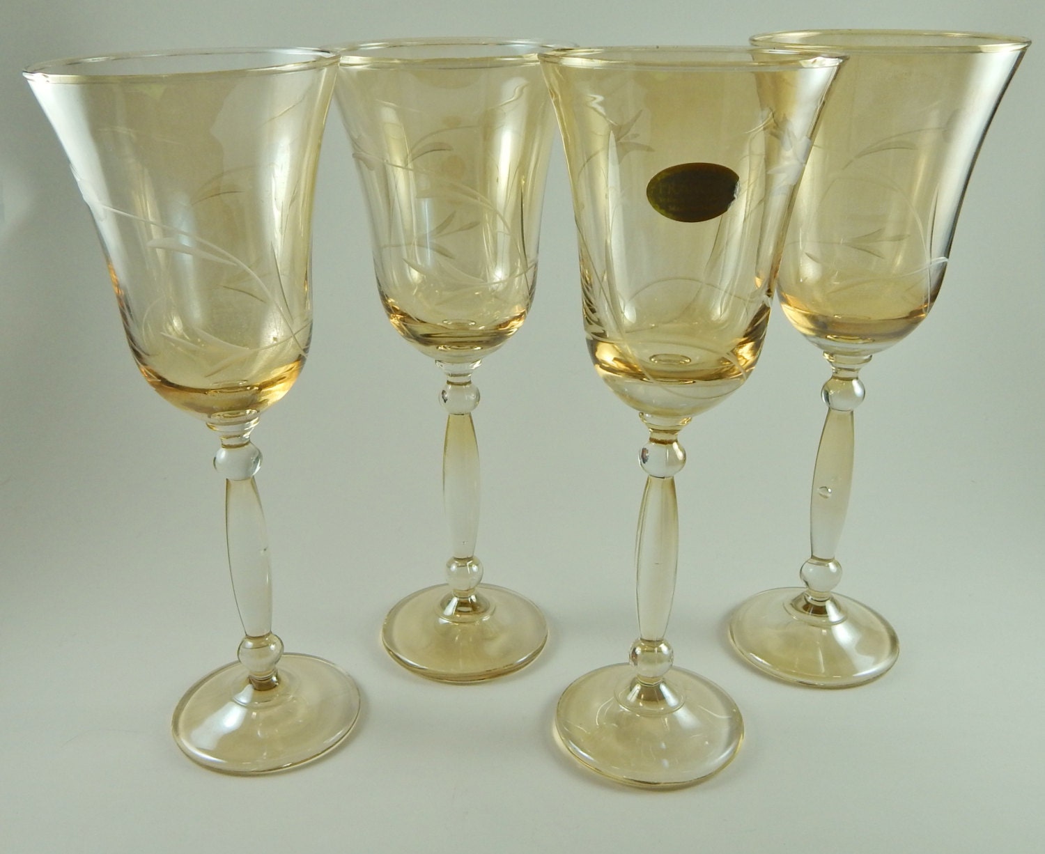 Franco Vetrerie e Cristallerie Opera Wine Glasses Light Amber Set of 4