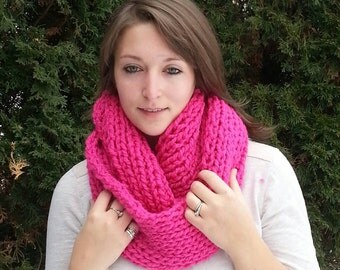 Hot Pink Knit Infinity Scarf
