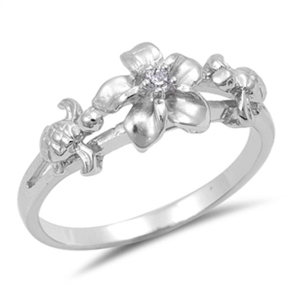 Plumeria flower wedding ring