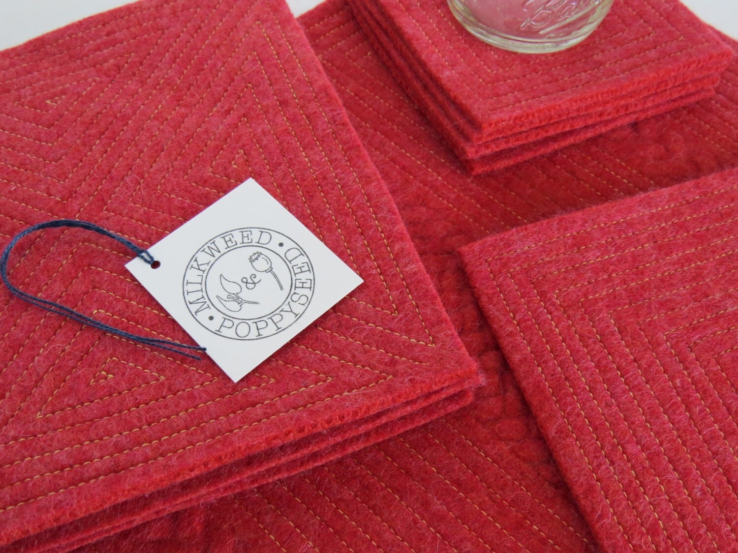 TL40S Wool Felt Trivets Potholders by MilkweedAndPoppyseed on Etsy