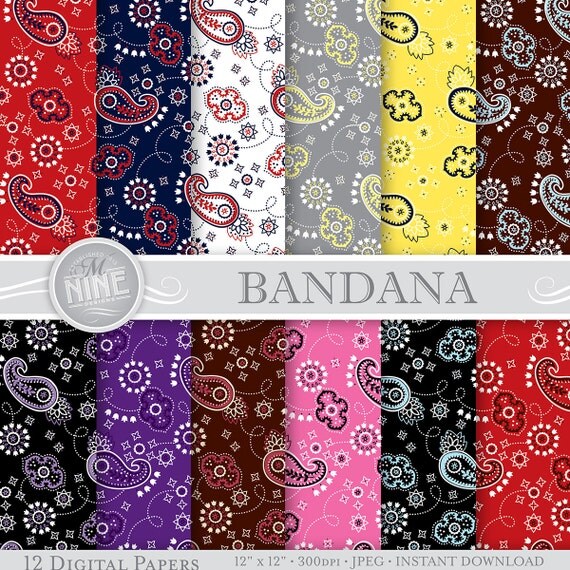 Download Multicolor BANDANA Print 12 x 12 Digital Paper