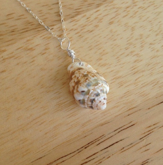 Spotted Stromb Shell Necklace,Sterling Silver Wire Pendant,Hawaiian ...