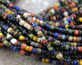 Small Mixed Color Glass Seed Beads,Indonesian Glass Beads,Small Glass Beads,Seed Beads, Lampwork Beads,Small Spacer Beads,String 44 inches