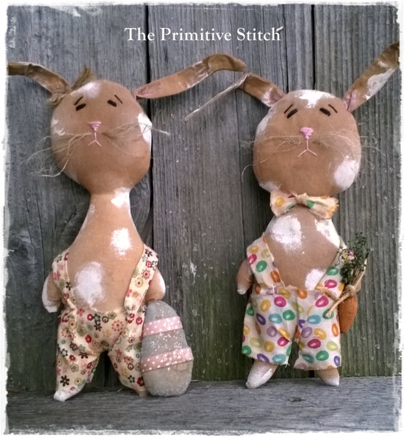 Primitive Howie and Hillary Hare ~ Easter Bunny ~ Spring Bunny Rabbit