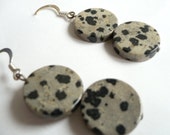 dalmatian jasper silver earrings - silver stone earrings - 925 silver earrings - vintage earrings - jasper earrings