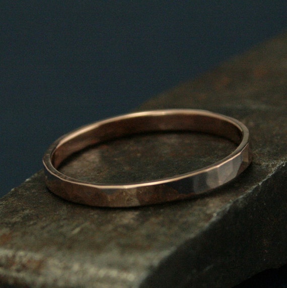 hammered pipe style wedding rings