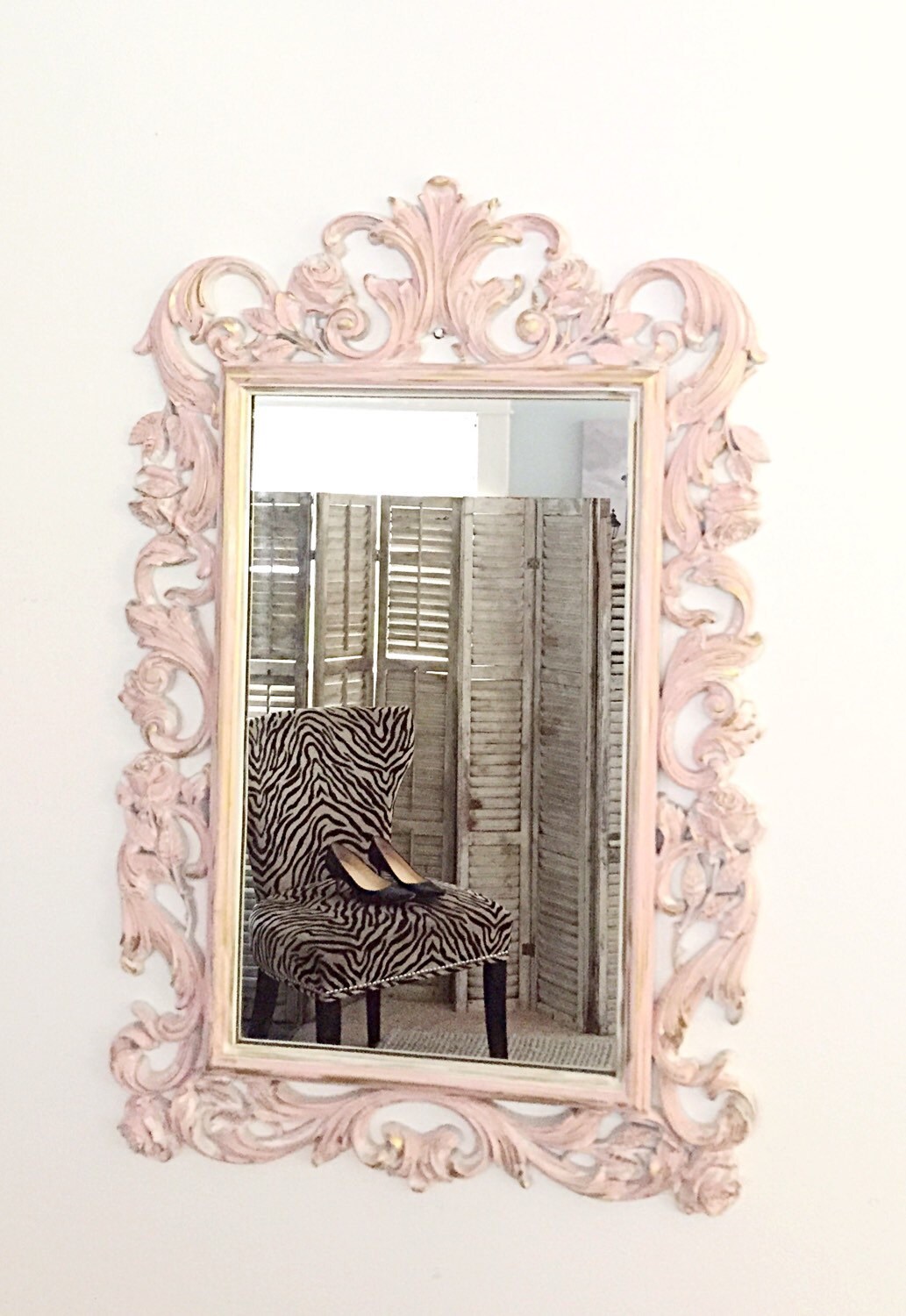 Nursery Mirror Pink Shabby Chic Mirror Ornate by FarmHouseFare
