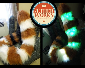 XXL Red Panda Tail--LED OPTION--Custom Colors, Red Panda Tail, Lemur tail, Floor Dragging Tail, Furry, Fursuit, long tail,led  Fursuit Tail