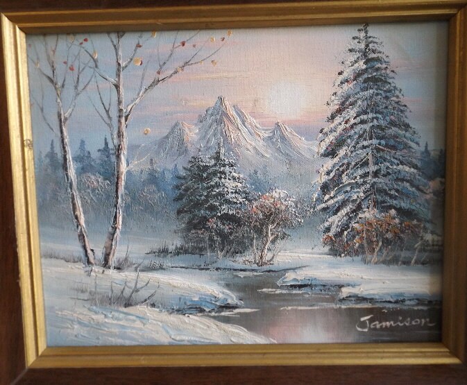 Genuine Oil Painting Winter Landscape by Beverly Jamison