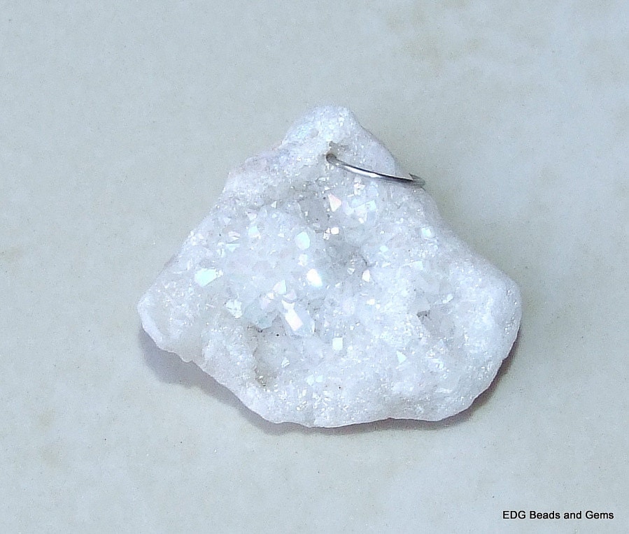 White Druzy Pendant. Titanium White Druzy Agate Quartz