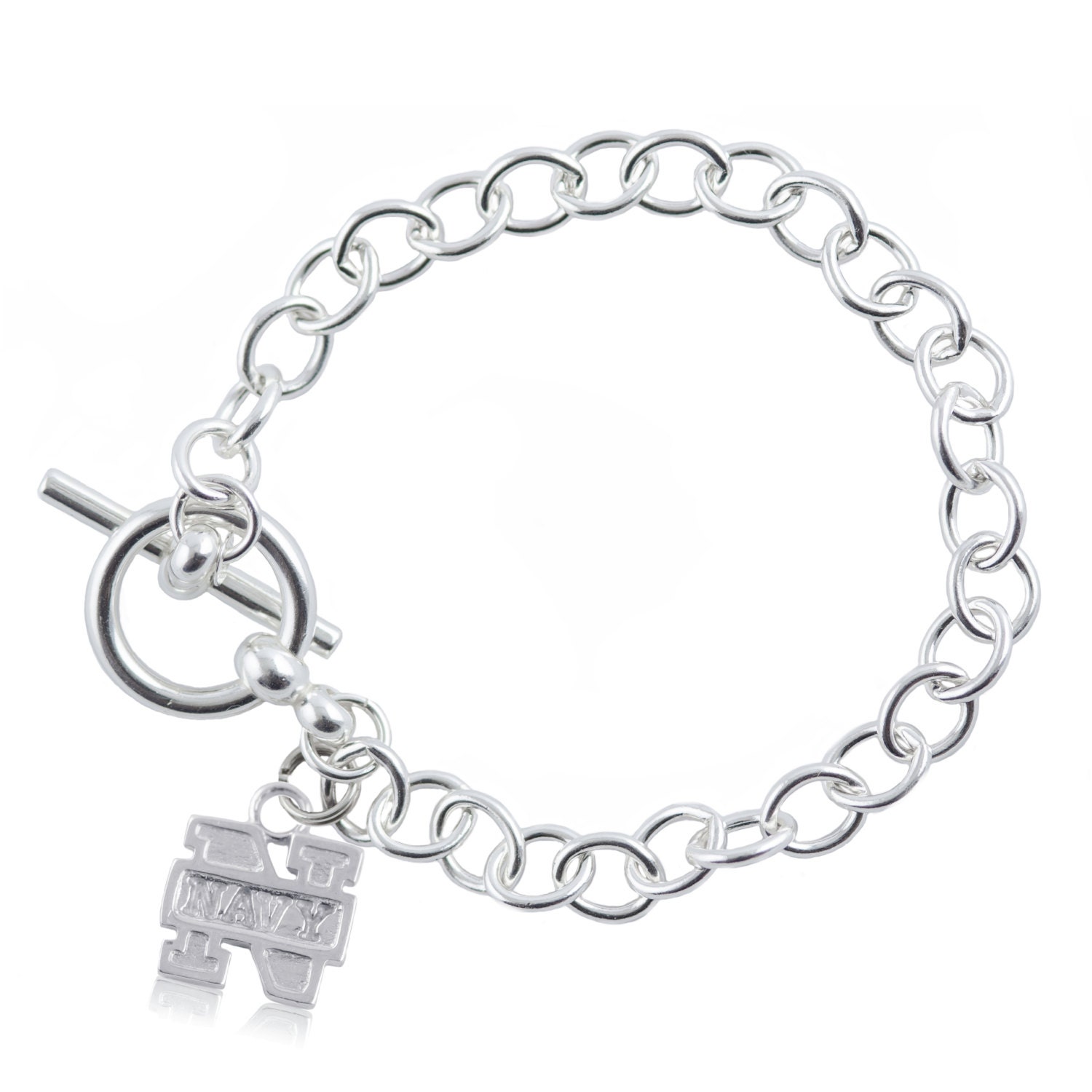 Navy Sterling Silver Link Bracelet USNA-6140 by FabFanShop on Etsy