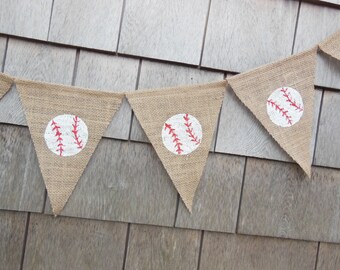 Baseball Nursery Decor, Baseball Birthday Party Decor, Baseball Banner, Baseball Bunting Garland, Burlap Banner Bunting, Baseball Photo Prop