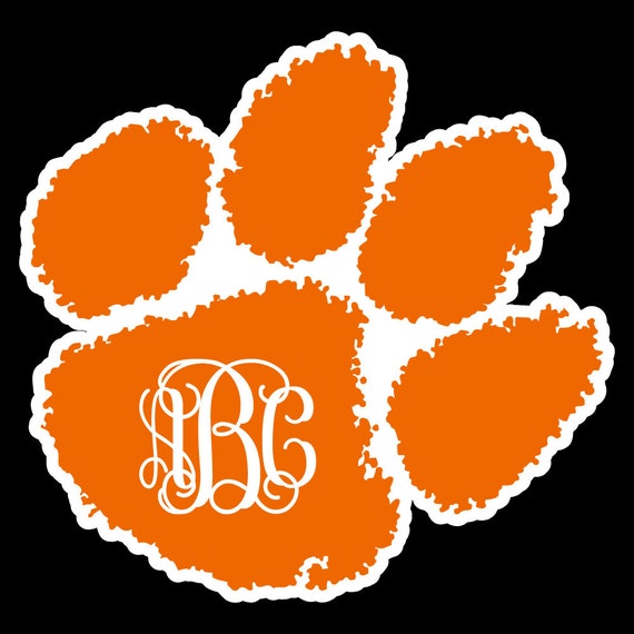 Clemson Tigers Paw Print w/ Monogram Decal by Vaultvinylgraphics