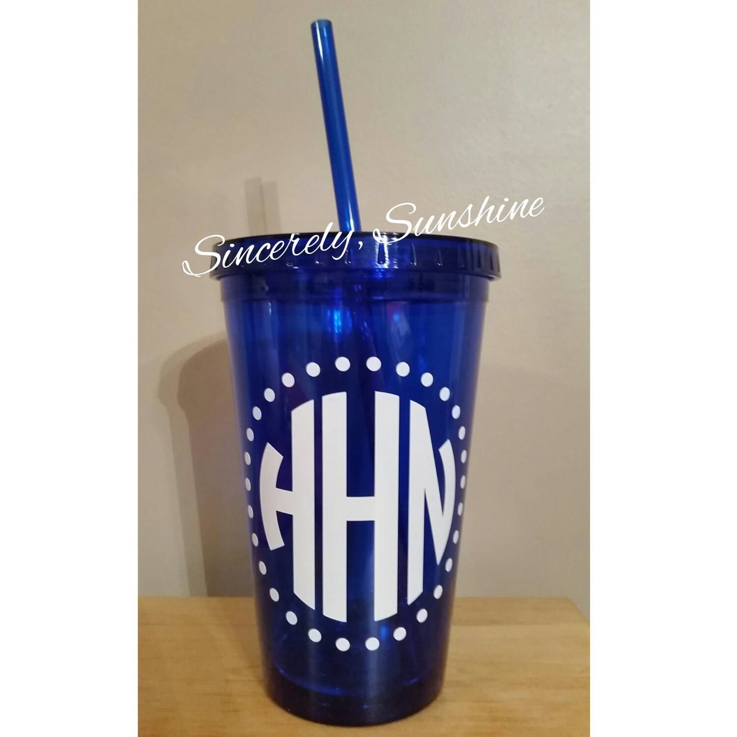 Monogram Circle Tumbler blue 16 oz.