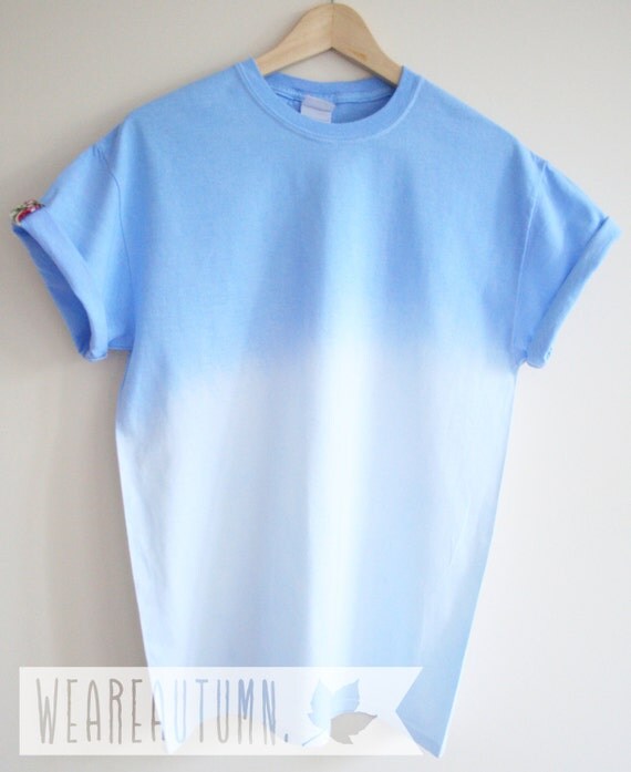 Sky Blue Dip Dye T-Shirt Unisex Ombre Dye Handmade T-Shirt