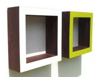 Shadow Box Frame - Oak or Walnut - White ,Lime Pop .