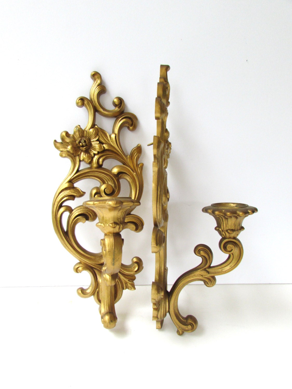 Pair of Vintage Wall Candle Sconces Resin Sconces Candle