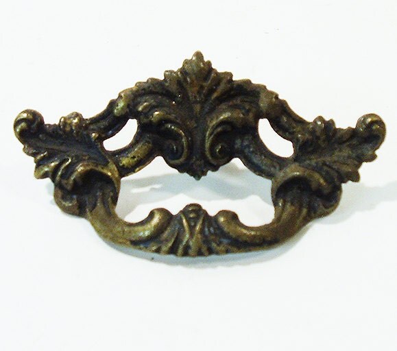 Victorian Design furniture pull, Antique drawer pull, Brass Escutcheon French Ornate