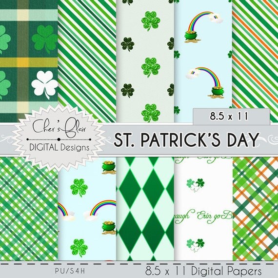 St. PATRICK'S DAY PARTY Decor Digital Scrapbook Paper