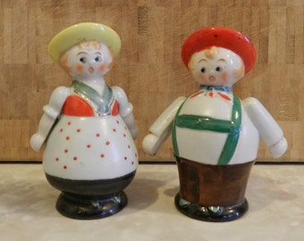 Vintage Japanese Ceramic German Couple Salt and Pepper Shaker Set