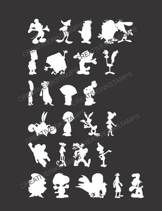 40 Cartoons Silhouettes png and SOURCE files/ by creativeinkstamps