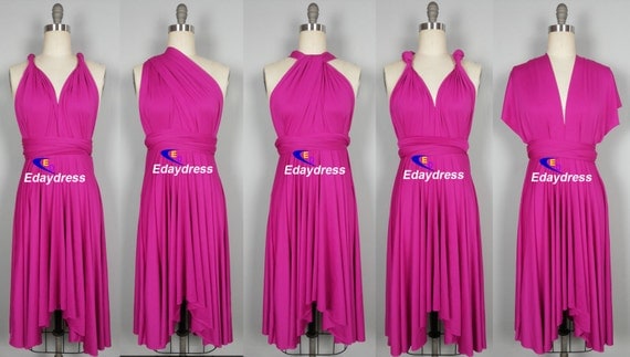 Summer Multi Way Hot  Pink  Fuschia Bridesmaid  Dress  Infinity