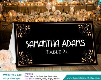 DiY Printable Wedding Place Card Template Instant by HappyBlueCat