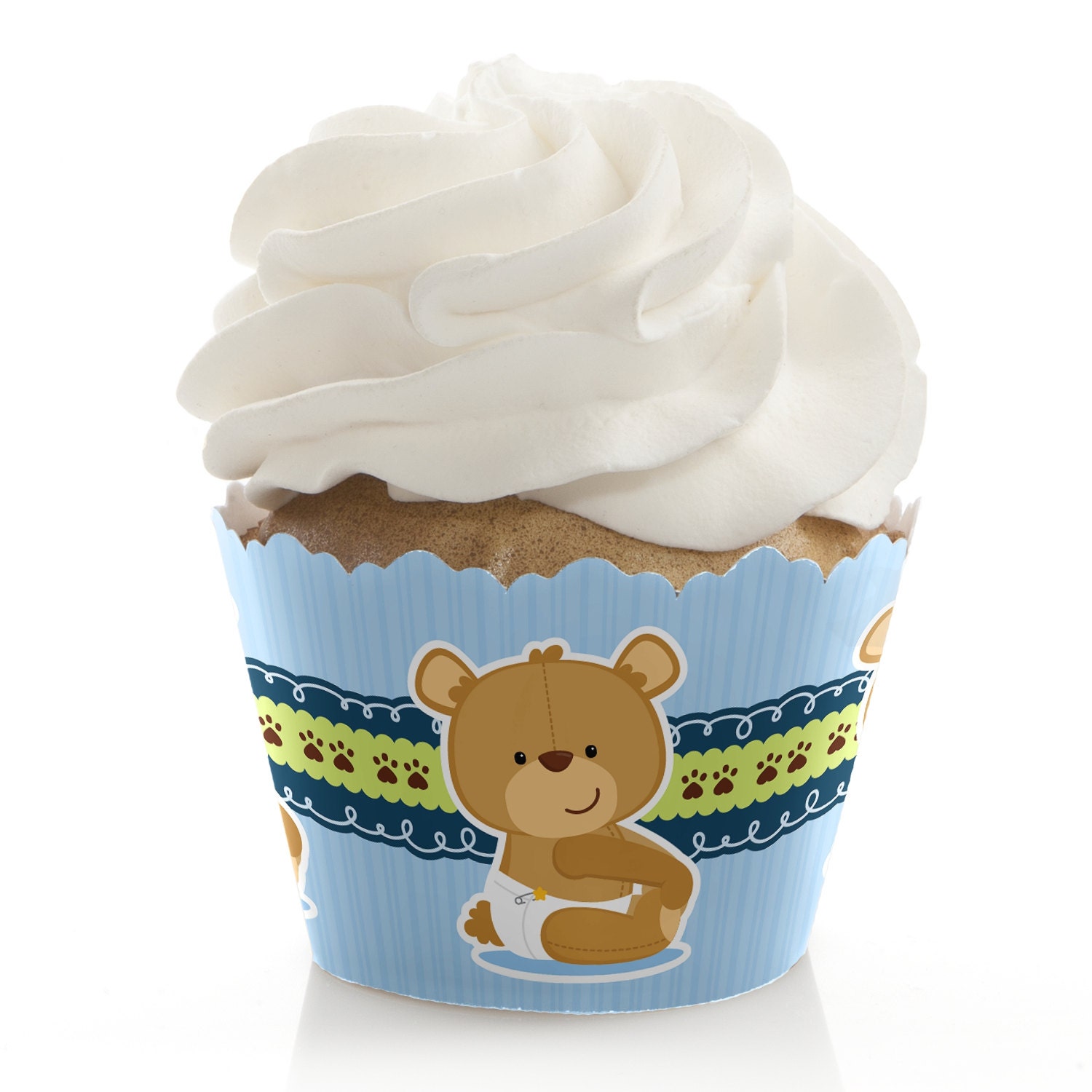 Boy Teddy Bear Cupcake Wrappers Baby Shower Cupcake