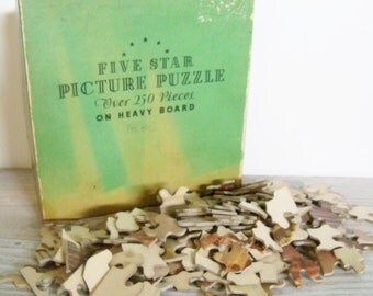 Vintage Five Star Jigsaw Picture Puzzle On Heavy Board Interlocking Jigsaw Puzzle The Mill 1940s