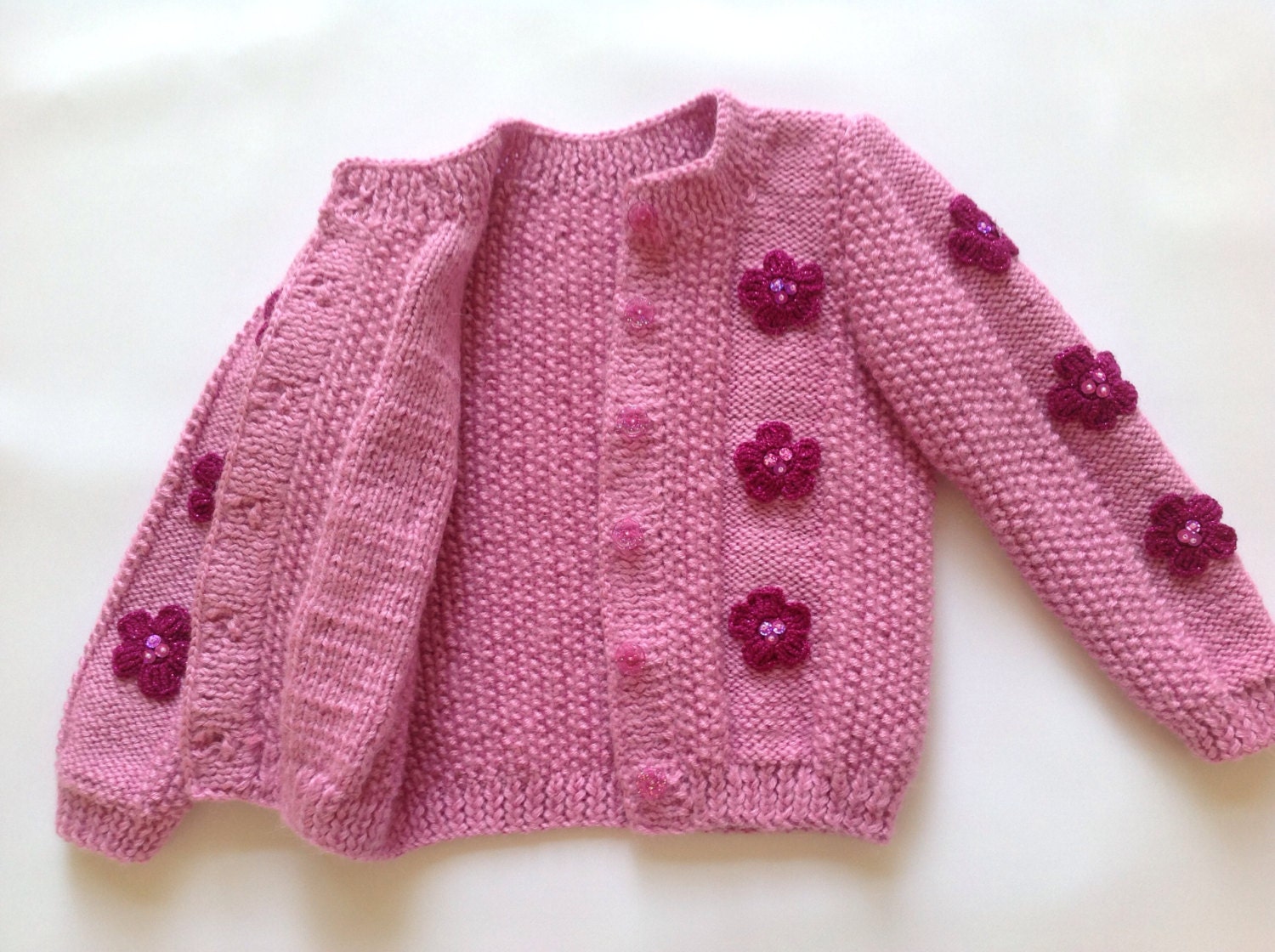 Girls Lavender Cardigan with Flowers by KoshkaBlue on Etsy