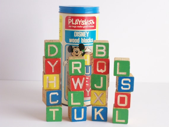 Vintage Wood Blocks, Playskool Disney