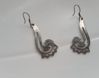 Vintage Sterling Chandelier Bird Earrings made in Mexico