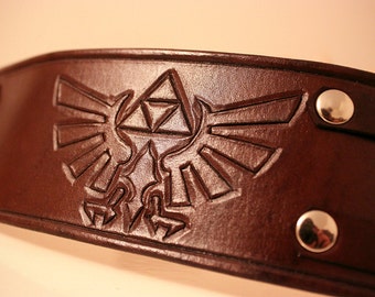Legend of Zelda inspired Leather Cuff Brown 2.5 Inch